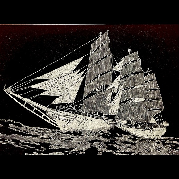 5x7 scratchboard art hand carved original - Picture 2 of 3